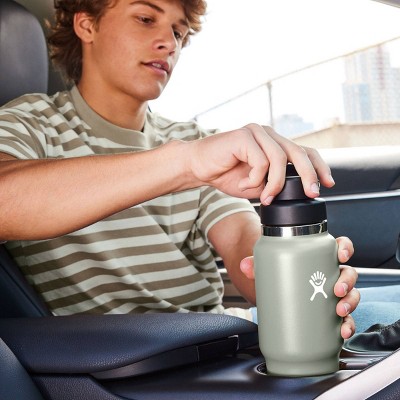 Agave Green Stainless Steel Wide Mouth Travel Bottle with Flex Straw Cap