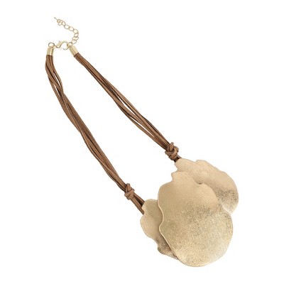 SOHI Women's Champayne Gold Metallic Cascade Statement Necklace