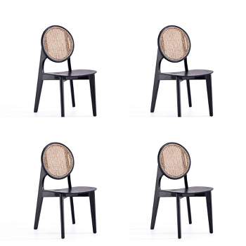 Set of 4 Versailles Round Dining Chairs Black/Natural - Manhattan Comfort