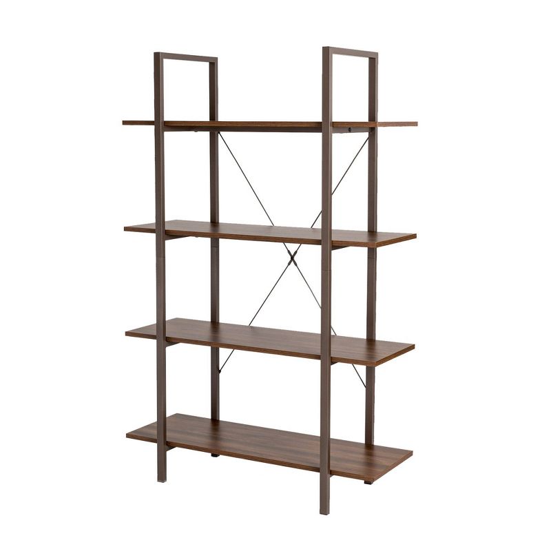 Modern Industry Metal/Wooden 4 Tier Bookcase with Shelves - Glitzhome, 1 of 9