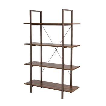Modern Industry Metal/Wooden 4 Tier Bookcase with Shelves - Glitzhome