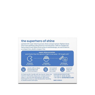 Method Super Shine Dishwasher Tablets Powered By Enzymes Free + Clear - 24pk: Box, Multi-Surface, Solid