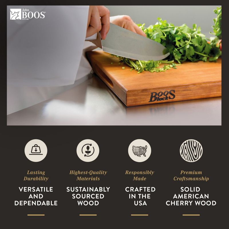 John Boos Wide 1.5 Inch Thick Reversible Cutting Board Block with Two Sided Hand Grips , 18 x 12 x 1.5 Inches, 4 of 7