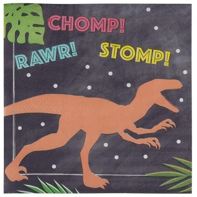 Juvale 100 Pack Dino Disposable Paper Napkins Dinosaur Party Supplies 6.5 x 6.5 Inches