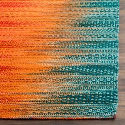Handmade Teal and Red Wool 5' x 8' Flat Woven Area Rug
