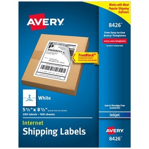Avery Inkjet Shipping Labels 5-1/2" x 8-1/2" White 2 Labels/Sheet 100 Sheets/Box 200 Labels/Box - 1 of 4