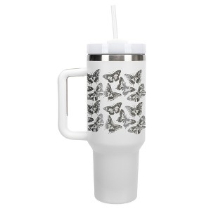 Elanze Designs Monarch Butterfly Spring Garden Wrap-Around 40 Oz. Stainless Steel Water Bottle Coffee Mug, Spill & Leak Resistant, Travel Tumbler with - 1 of 4
