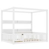 Zeus & Ruta Solid Wood Floor Bed with Canopy, Guardrails & Shelves for Kids - No Box Spring Needed - 2 of 4