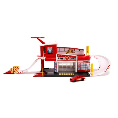 Jada Toys Hero Patrol Fire Station Track Set With Chevy Silverado Die Cast Vehicle 1 64 Scale Red Target