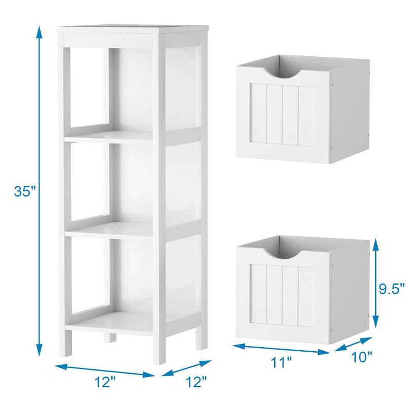 Costway Floor Cabinet Multifunction Bathroom Storage Organizer Rack w/2 Drawers, 5 of 13