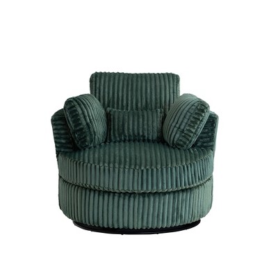 Dolonm 360° Swivel Accent Chair: Plush Corduroy, 400lb Capacity, Reversible Cushions & 4 Pillows for Living Room