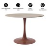 LeisureMod Bristol 35'' Modern Round Dining Table – Durable MDF Top and Wood-Transfer Cherry Steel Base for Kitchen, Dining Room, or Cafes - 3 of 4