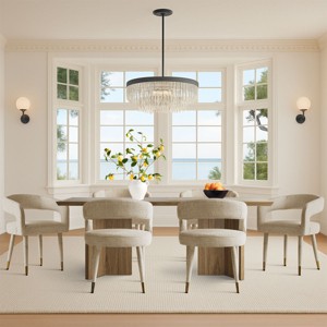 Modern Upholstered Dining Chairs Set of 6, Cushioned Seat with Armrest, Metal Legs, Dining Room and Kitchen Chairs - Panipeachy - 1 of 4