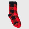 Women's Buffalo Check Plaid Cozy Crew Socks with Gift Card Holder - Wondershop™ Red/Black 4-10 - image 2 of 3
