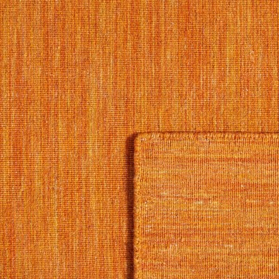 Handmade Orange Wool and Cotton Flat Woven Area Rug