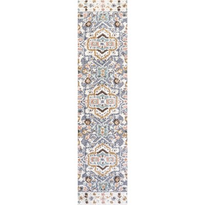 Aziza Multi-Color Synthetic Medallion Runner Rug, 2'-2" X 8'