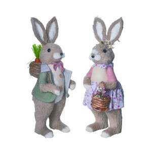Transpac Pastel Bunny Set of 2 Decorative Stoneware Figurines for Easter Multicolored Tabletop Decor and Gifts - 1 of 1