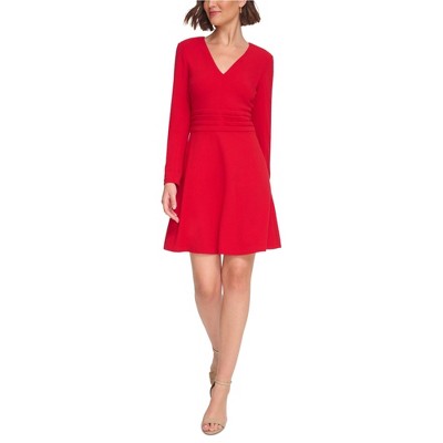 Tommy Hilfiger Womens Pleated Waist Fit & Flare Dress