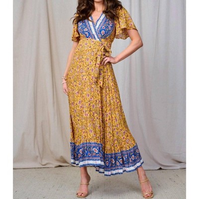 Women's Multi Print Wrap Maxi Dress - The Clothing Company