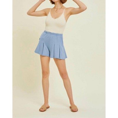 Women's Wo's Rib Pleated Flare Shorts - Heyson