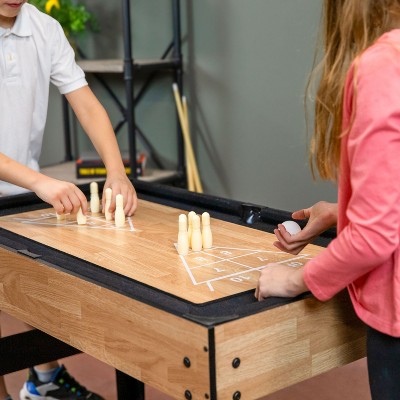 Sunnydaze Light Wood 10-in-1 Multi-Game Table with Foosball, Billiards, and More