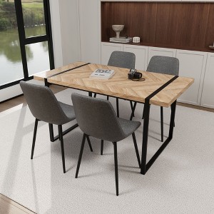 NicBex Dining Table Set for 4 Modern Dining Table with Oak Wooden Tabletop and 4 Suede Chairs for Dining Rooms - 1 of 4