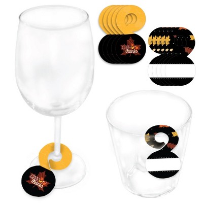 Big Dot of Happiness Give Thanks - Thanksgiving Party Paper Beverage Markers for Glasses - Drink Tags - Set of 24