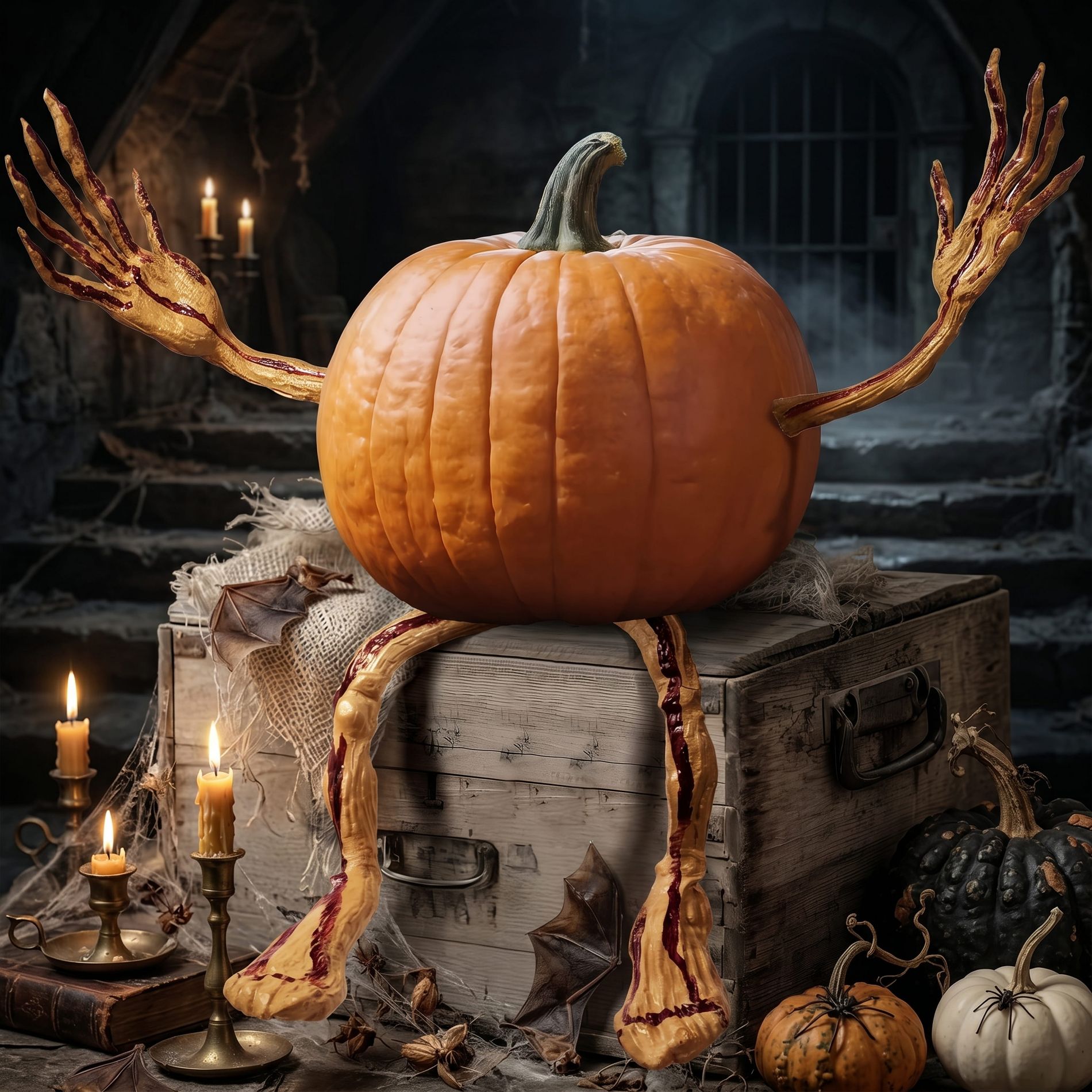 Joyfy Bendable Pumpkin Arms and Legs, Halloween Decorations for Pumpkin, Set of 4 Party Decor Includes 2 arms and 2 Legs Pumpkin Stake Supplies