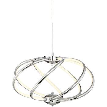 Possini Euro Design Chrome Pendant Chandelier 19" Wide Modern LED Curved Arm Fixture for Dining Room Living House Home Foyer Kitchen Island Entryway