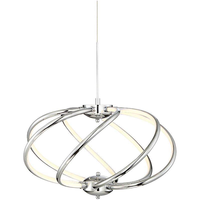 Possini Euro Design Chrome Pendant Chandelier 19" Wide Modern LED Curved Arm Fixture for Dining Room Living House Home Foyer Kitchen Island Entryway, 1 of 10