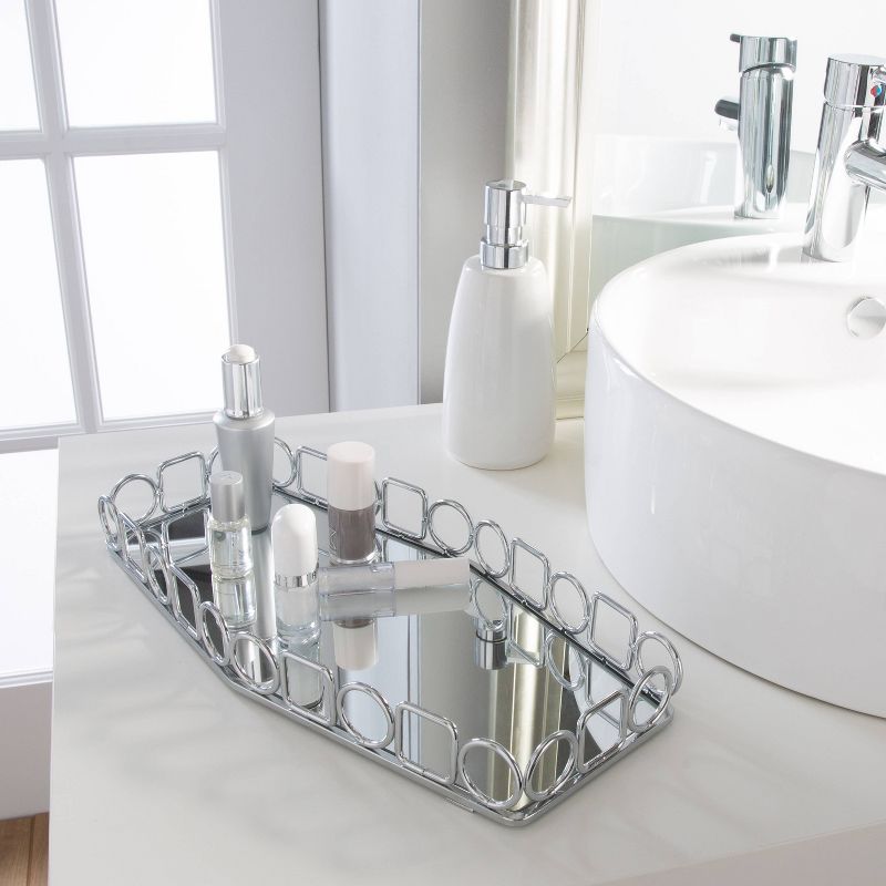 Circles and Squares Design Bathroom Tray Chrome - Home Details, 5 of 10