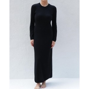 Women's Merino Blend Calista Long Sleeve Dress in New Jet by Tomorrow Studio - 1 of 4