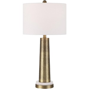 Possini Euro Design Bradley 27" Tall Modern Luxury Table Lamp Gold Brass Finish Metal Marble Single White Shade Living Room Bedroom Bedside Nightstand - 1 of 4