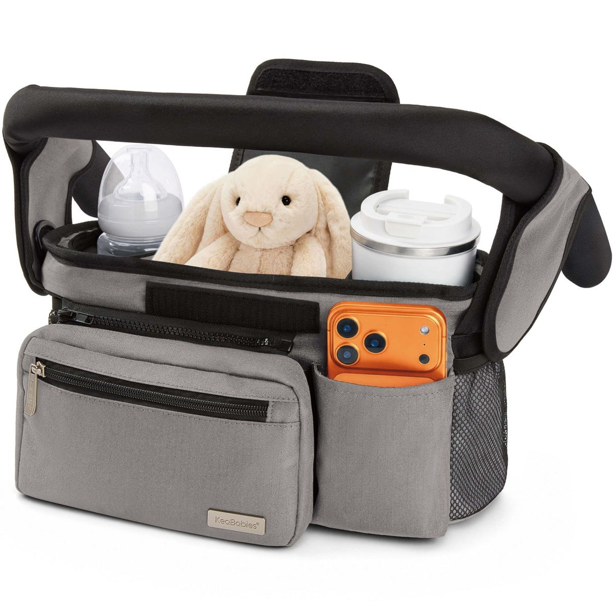 KeaBabies Stash Stroller Organizer Bag, Storage Caddy with Cup Holders, Fits Most Strollers and Wagons