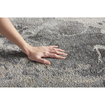 Abstract Beige and Grey Synthetic Easy-Care Area Rug 63"x8"