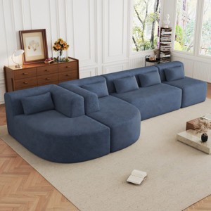 141 Inch Sectional Sofa,Upholstered Sofa Free-combined Sofa Couch with Two Chaise Lounge and Five Back Pillows In Living Room-Maison Boucle - 1 of 4