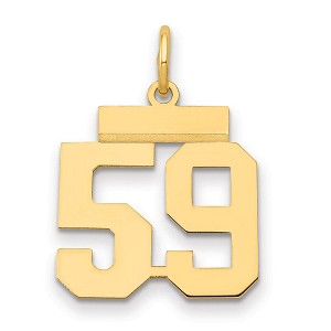 Black Bow Jewelry 14k Yellow Gold, Athletic Collection, Small Polished Number 59 Pendant - 1 of 3