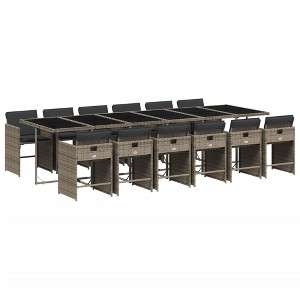 vidaXL 5 Piece Patio Dining Set with Cushions Gray Poly Rattan - 1 of 4