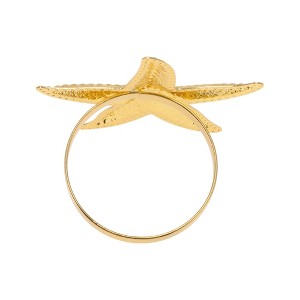 Unique Bargains Napkin Ring Starfish Stainless Steel Gold Tone 1 Pc - 1 of 3