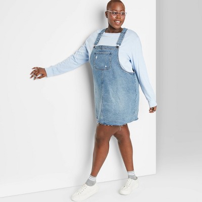 plus size denim overalls dress