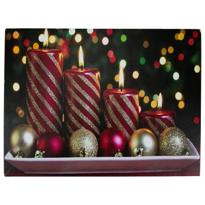 15.5" x 11.5" WINE & CANDLES Lighted LED Christmas Canvas by Oak Street 