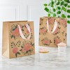 Juvale 24 Pack Kraft Paper Floral Gift Bags with Pink Ribbon Handles, 8x4x9 Inches, 2 Designs, For Themed Party Favors - 3 of 4