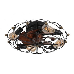 VYNXARIA Modern Low Profile Caged Ceiling Fan with Light,Stylish Gold Finish - 1 of 4