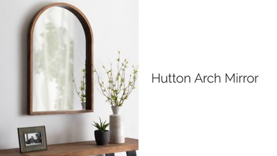 Walnut Brown Arched Wood Vanity Mirror