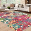 Modern Abstract Rug Machine Washable Throw Rug Boho Chic Abstract Watercolor Design Area Rug, 8'x10' Red Green - 3 of 4