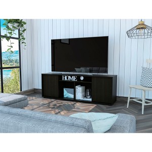 59.2" Manufactured Wood TV Stand for TVs up to 60" with Four Shelves and Two Single-Door Cabinets for Living Room and Bedroom - 1 of 4