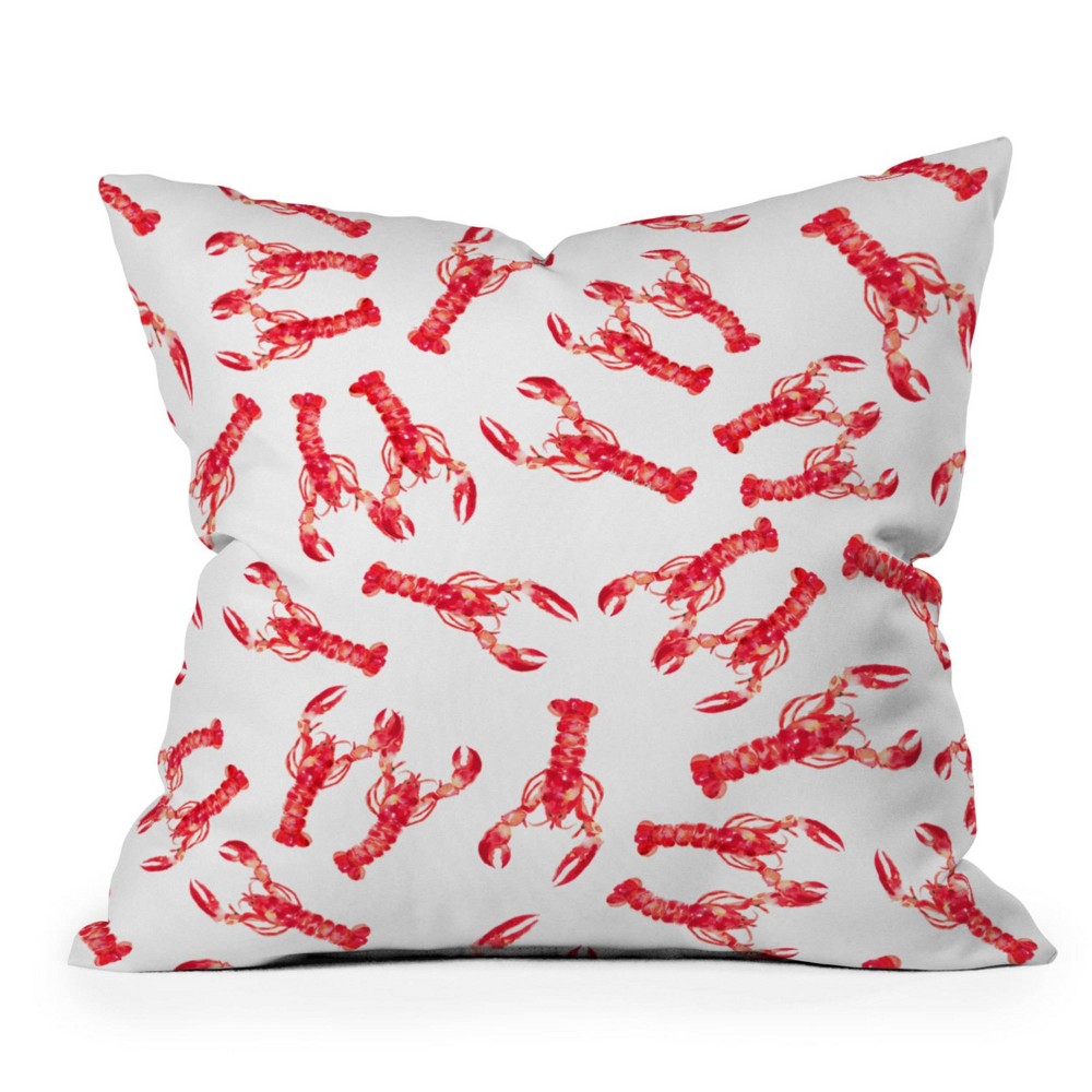 Photos - Pillow Deny Designs 16"x16" Michelle Mospens Watercolor Lobster Square Indoor Throw 