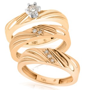 Pompeii3 Gold Matching Engagement Wedding Ring Bridal Set New - 1 of 4