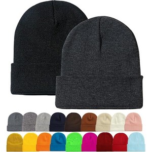 MSDC 2 Pack Beanie for Men Women Slouchy Beanie Hats Winter Knit Caps Soft Ski Hat Unisex - 1 of 4