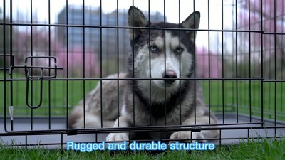 Large Pink Metal Dog Crate with Double Doors